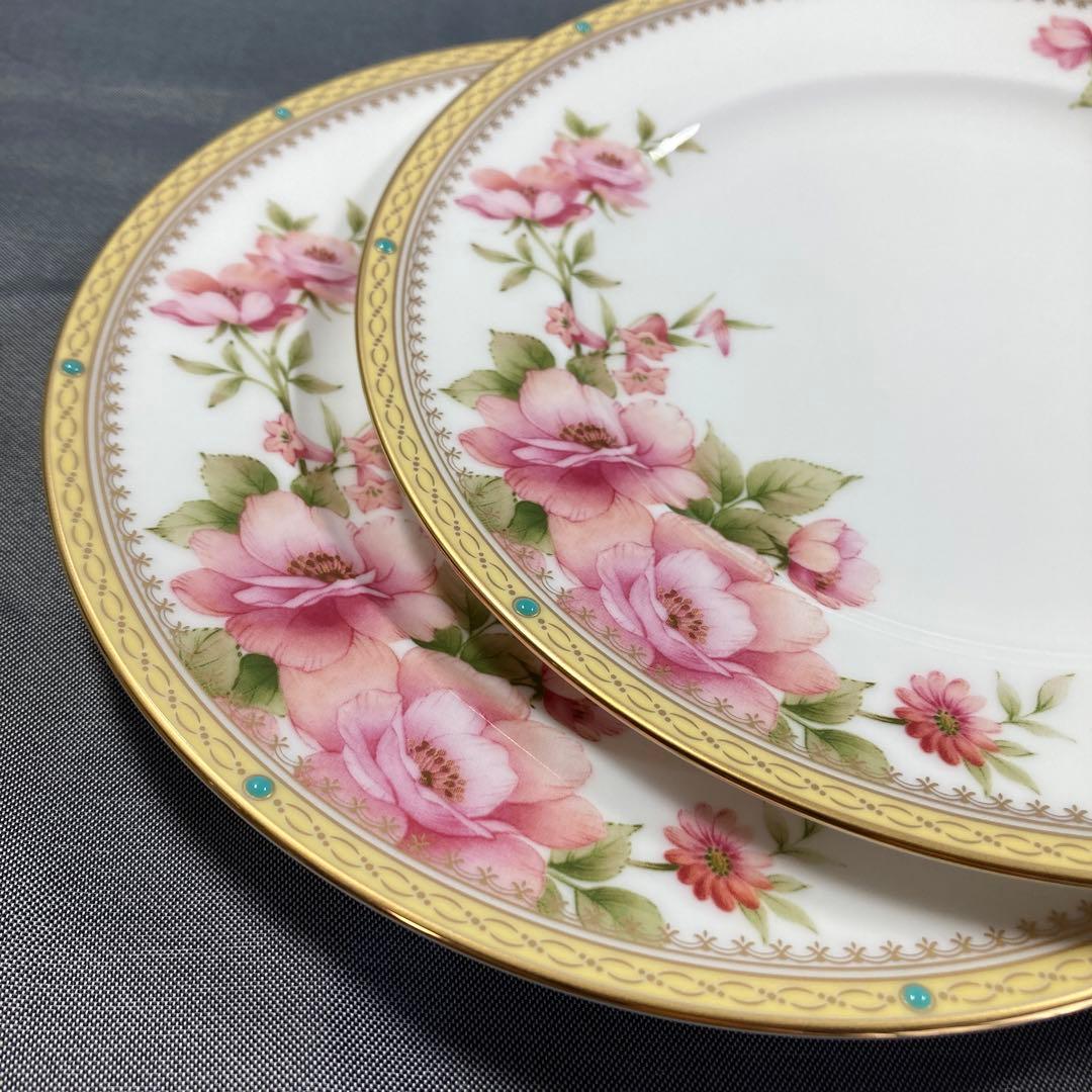 ノリタケ　ハートフォード　プレート　スープ　ピンク　ローズ　バラ