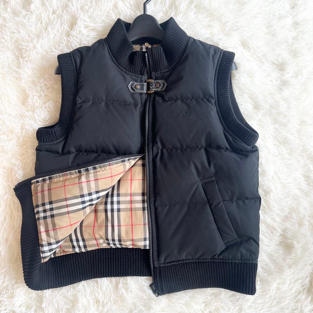 バーバリー　ダウンベスト　ノバチェック　Mサイズ　ベルト　リブ　黒　ホースロゴ