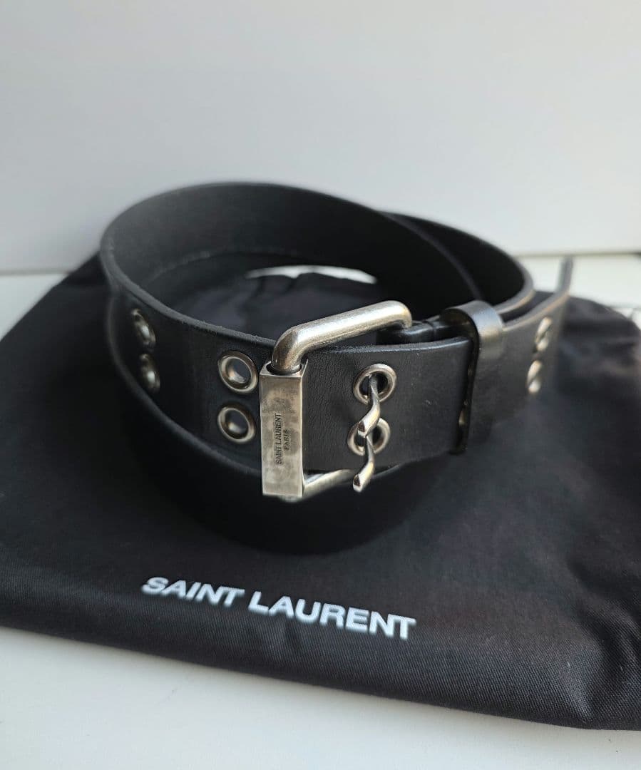SAINT LAURENT　レザーベルト　ブラック