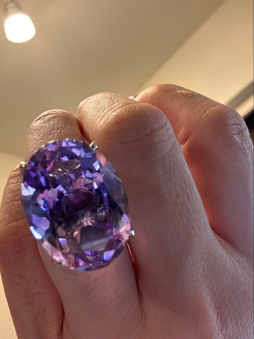 コ*ン様 天然石アメシスト特大リング13号限定サイズ