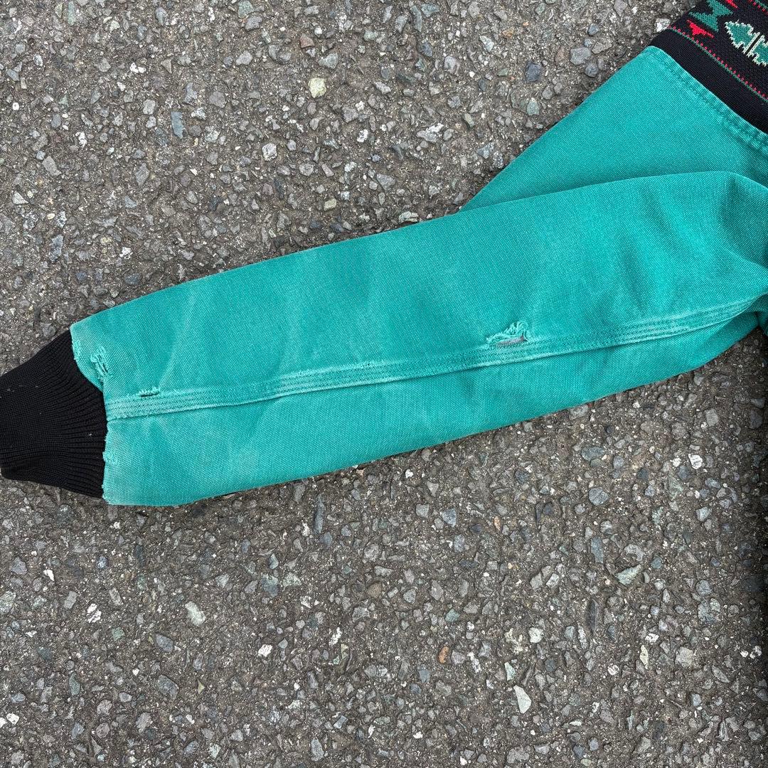 90s USA Carhartt アクティブジャケット　ネイティブ柄　ターコイズ