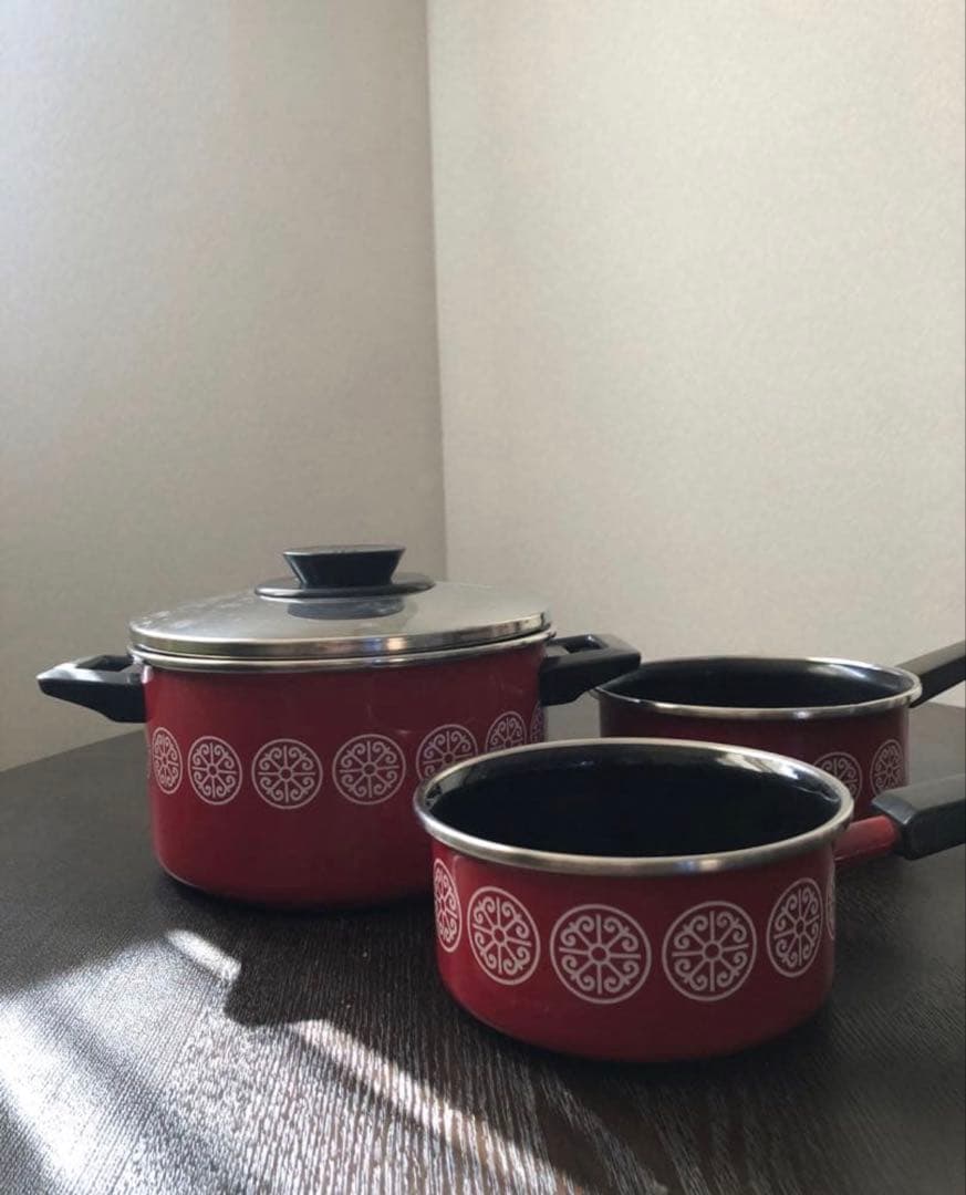 【希少】西ドイツ　ASTA ヴィンテージ　ホーロー鍋　3点セット　1970年代