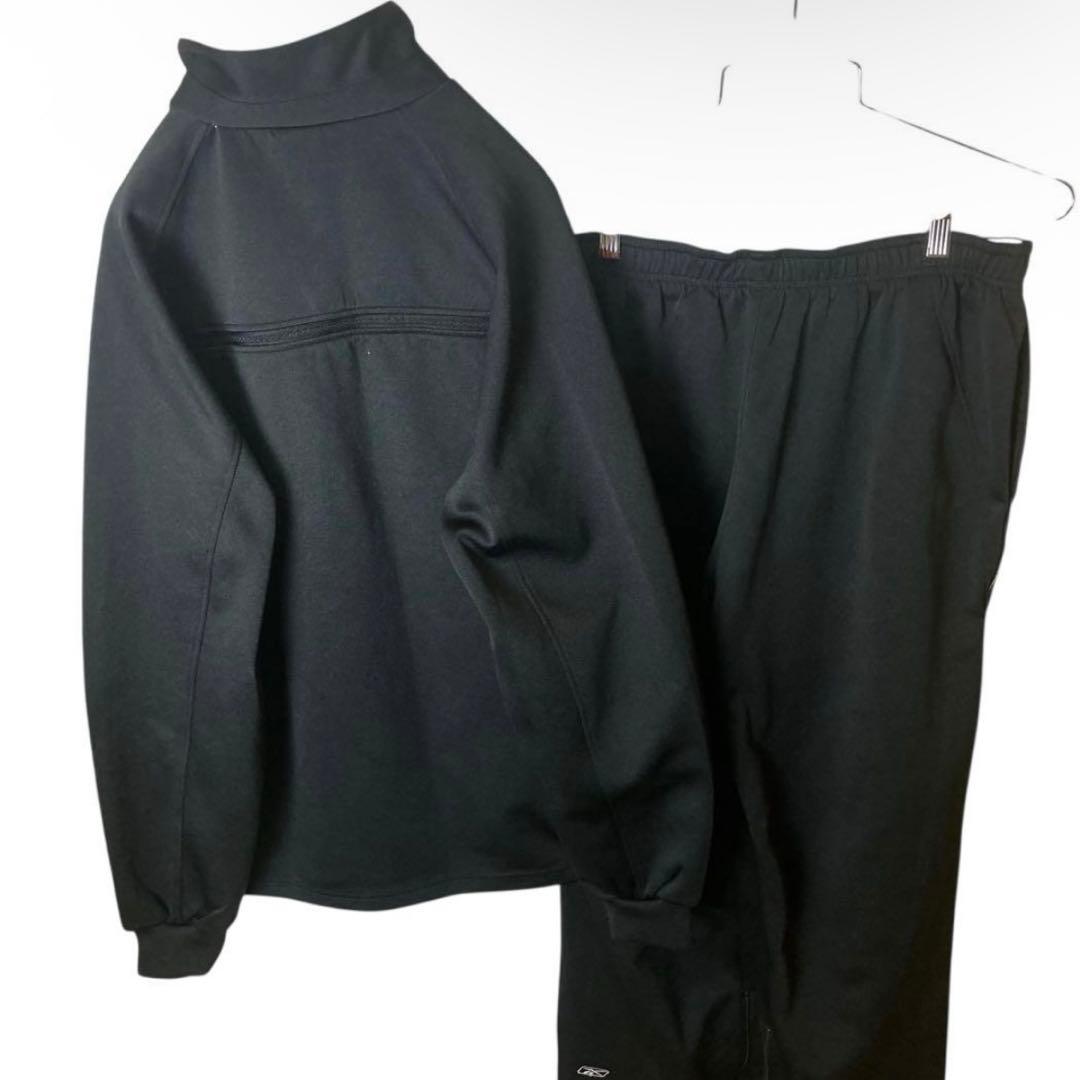 Reebokリーボック シンプルブラックジャージセットアップ上下セットXLサイズ