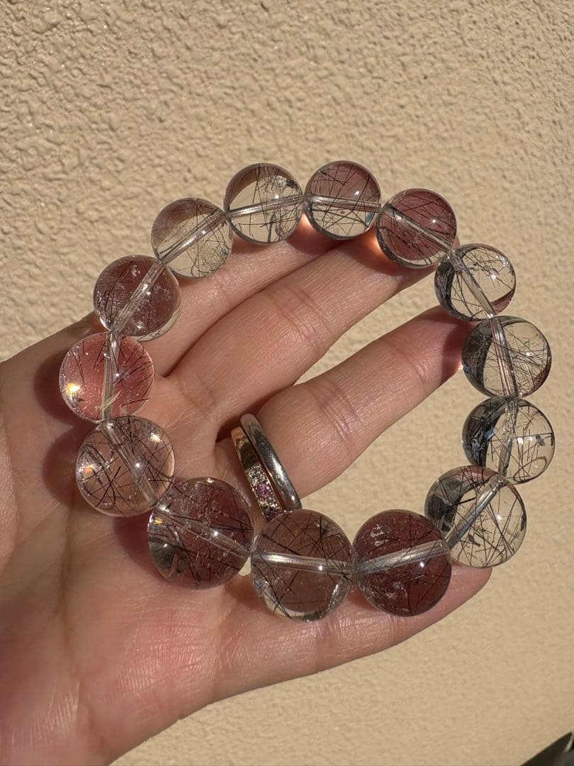 Y sh　高品質透明感抜群♡15ミリ　ブラックトルマリン　ブレスレット