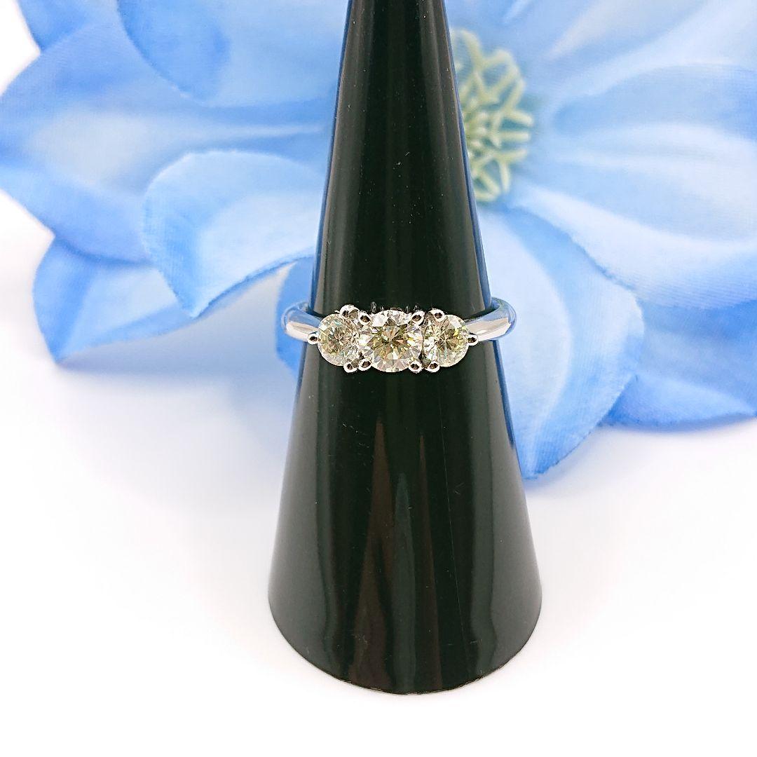 1カラットUP 3粒 天然ダイヤモンドリング プラチナ900 Pt900