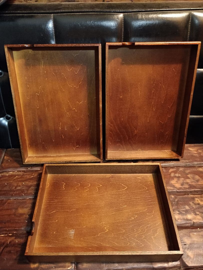 民芸　モダン　３段　杯　収納　ラック　オーク　書類　A3　レター　トレイ