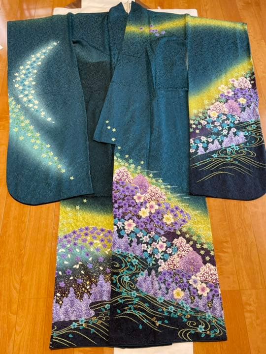 振袖　セット　絞り　着物の丸昌　　緑