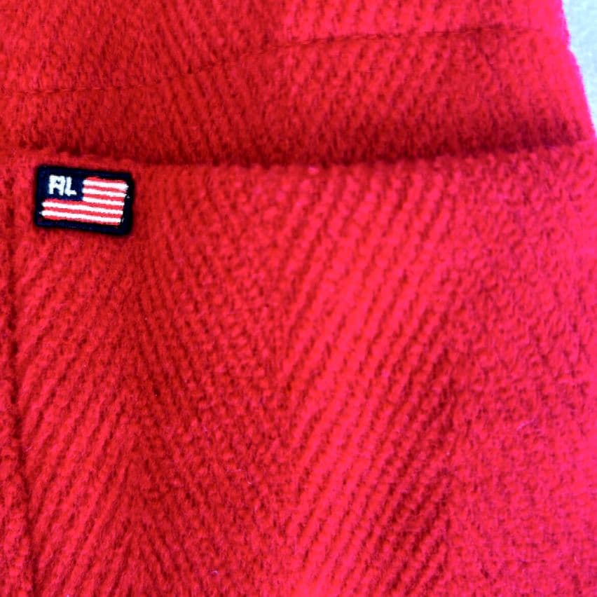 ラルフローレン ダッフルコート フード付き 赤（L）ウール混 防寒