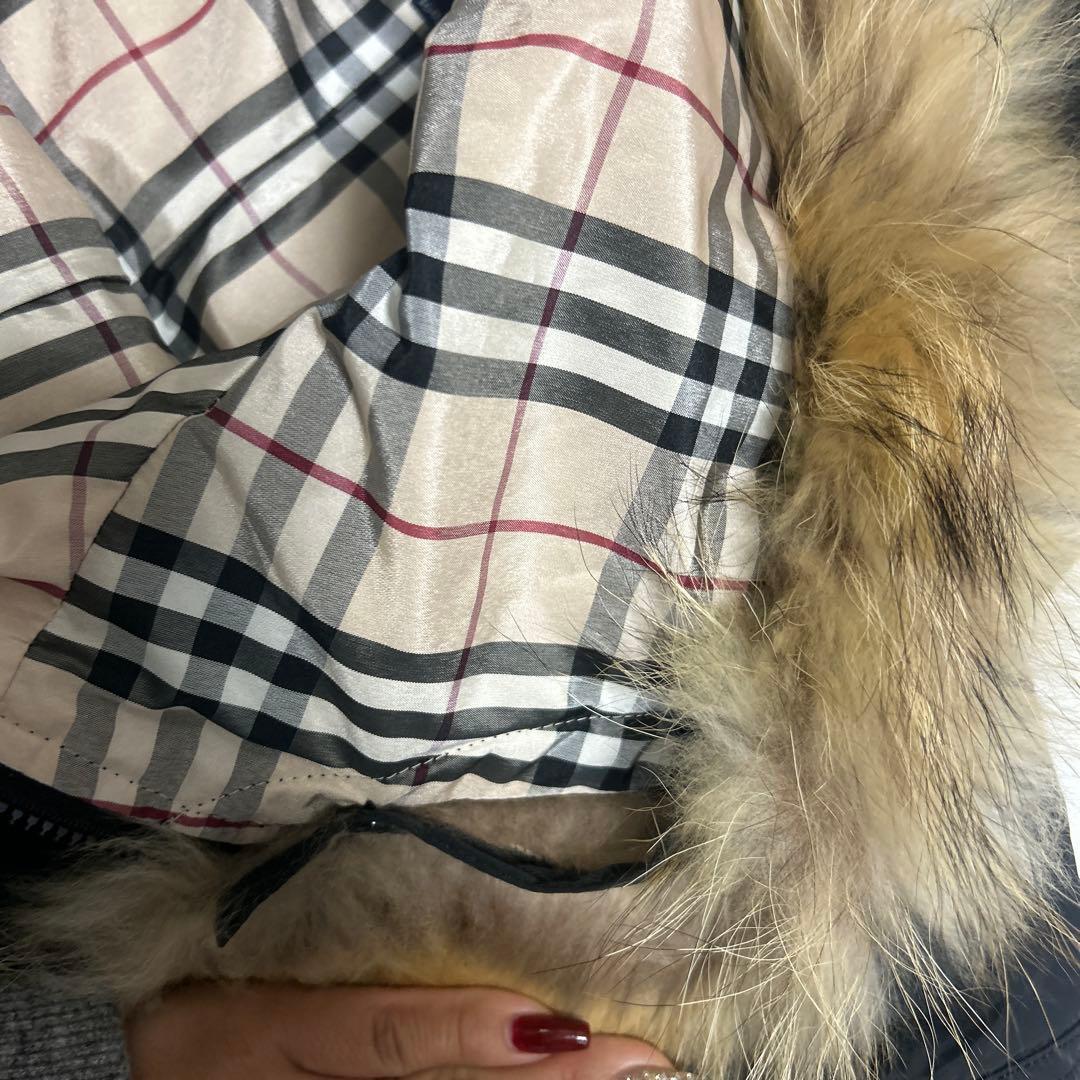 BURBERRY 160A ノバチェック 中綿ロングコート 黒 ファー付き