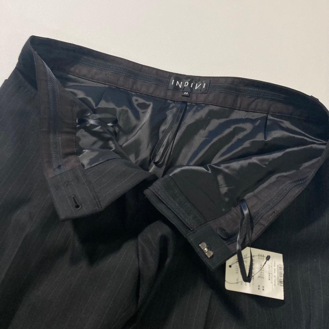 【りみちん】INDIVI　ストライプ スーツ 大きいサイズ 46 黒