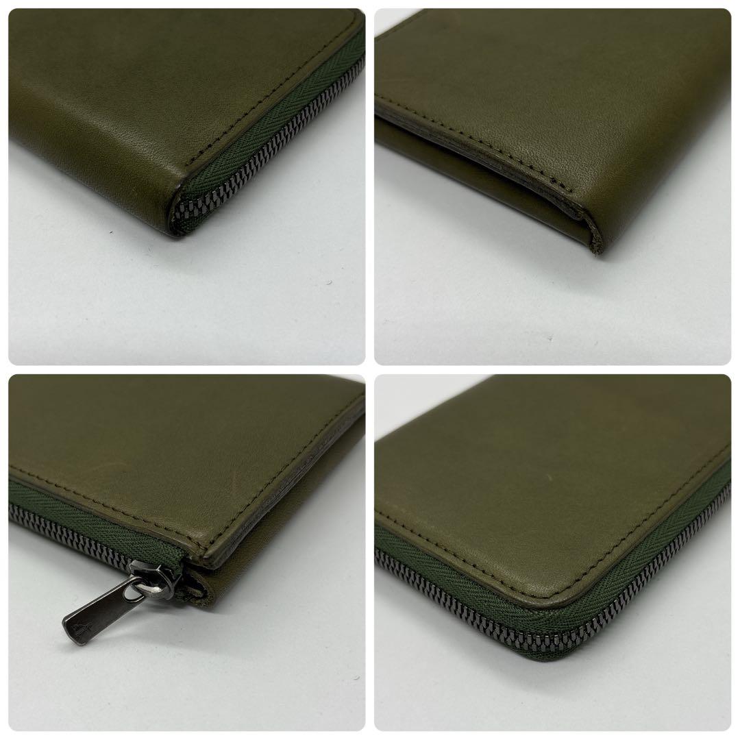 【美品】ステータシー　イルモードジップ　長財布　右利き用　カーキ