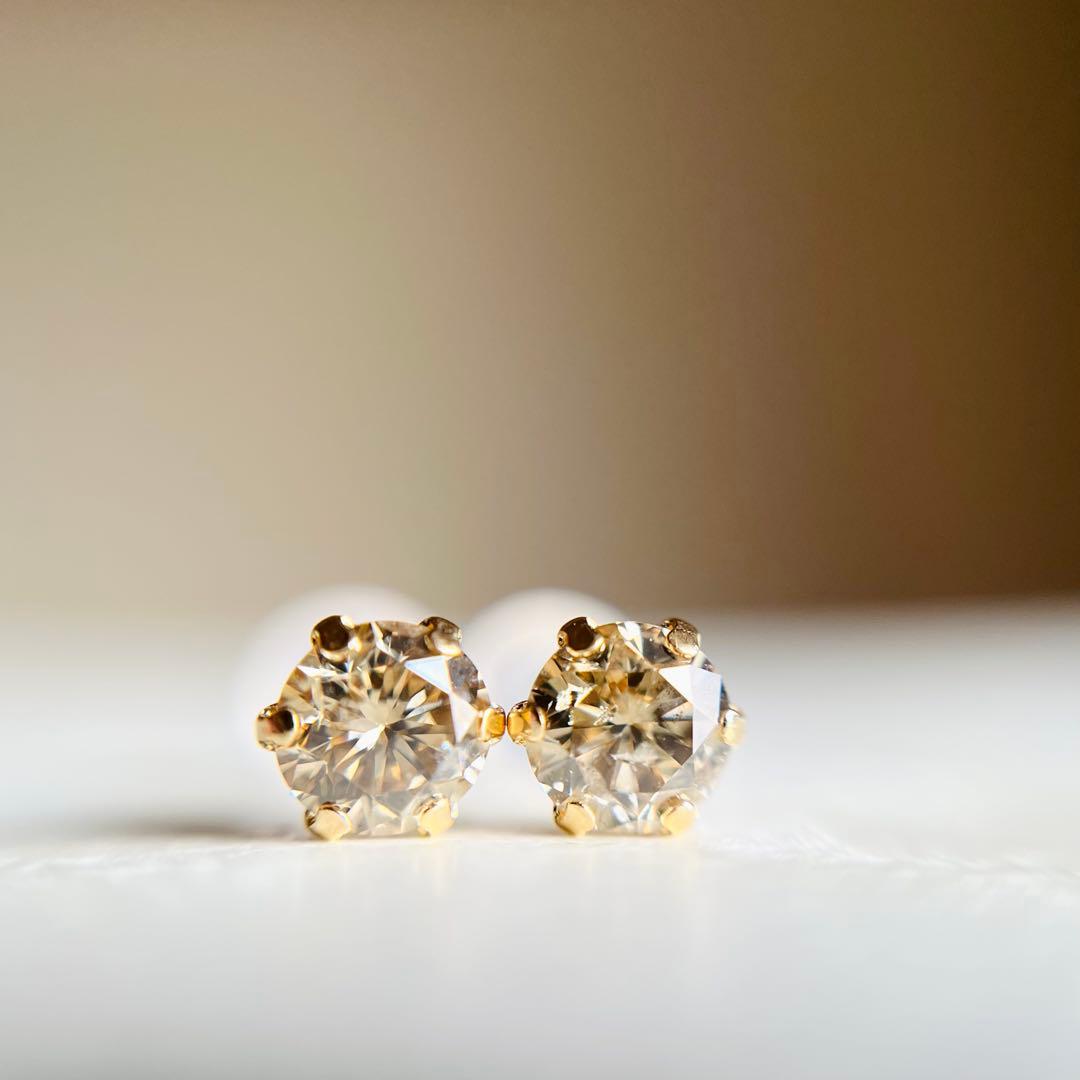 K18 18金　天然ダイヤモンド　AAAグレード 0.50ct ピアス　diam