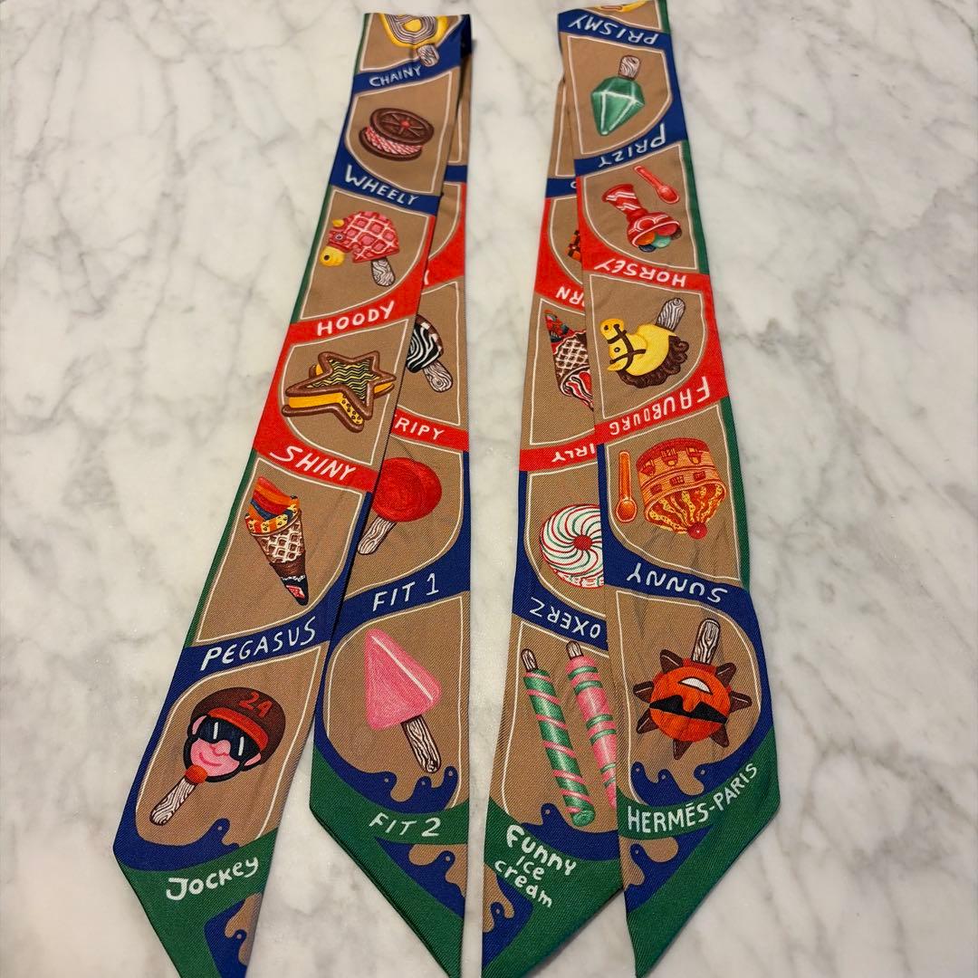 エルメス ツイリー　ファニーアイスクリーム　ブルー新品未使用　2本