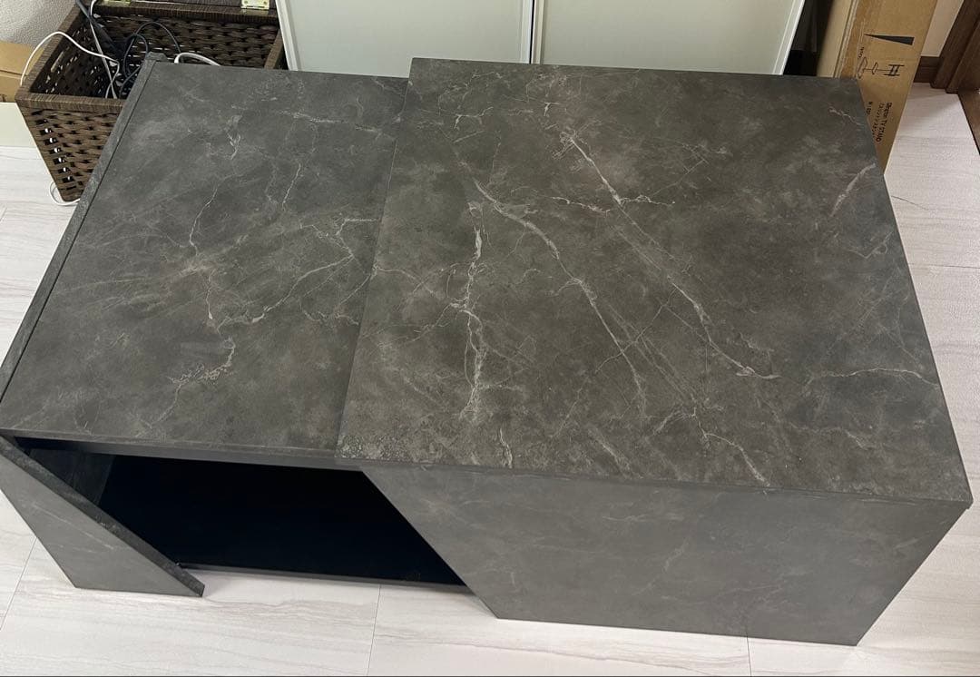 ローテーブル センターテーブル 正方形 スライド収納 引き出し伸縮 LOWYA