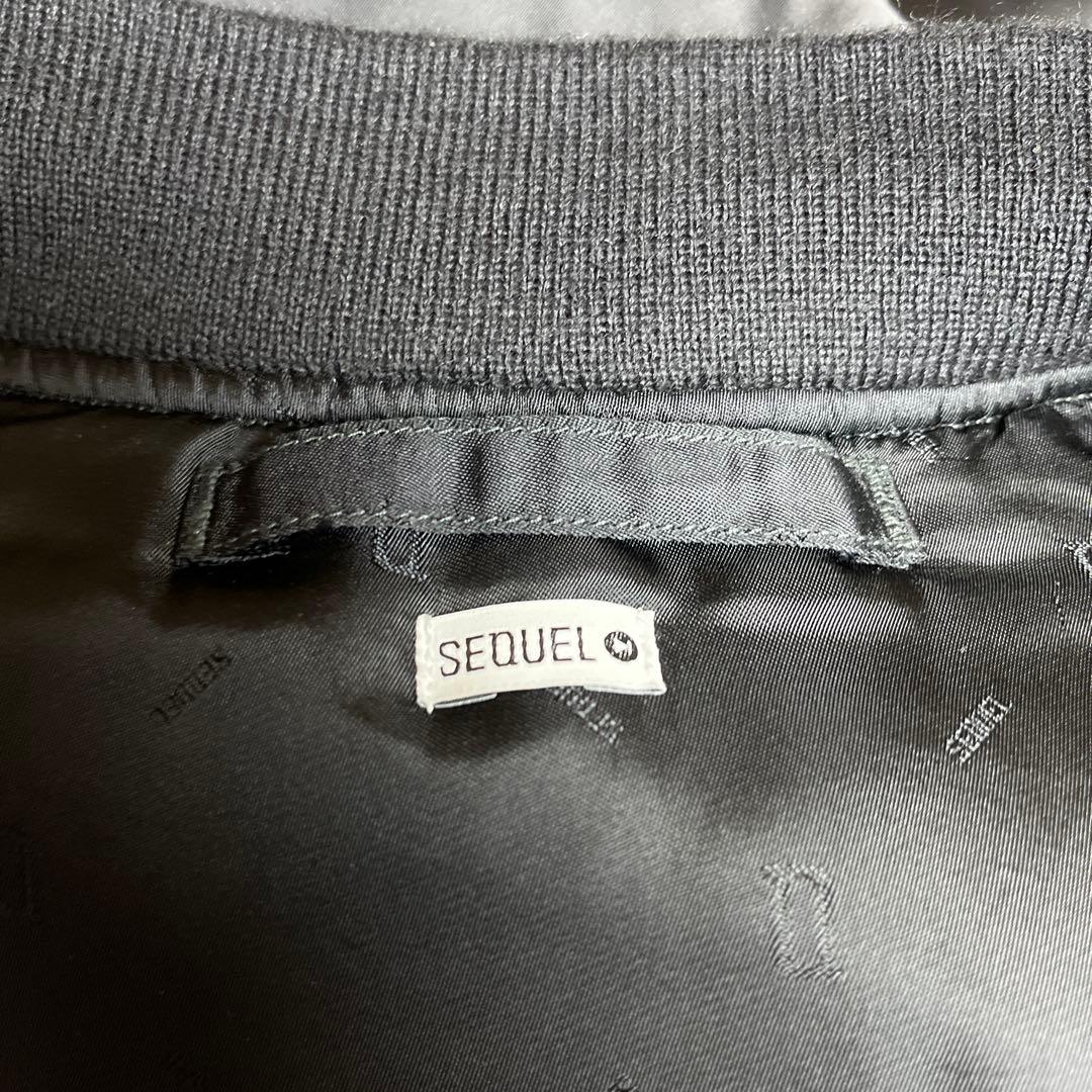 SEQUEL 袖レザー スウェード切替 MA-1 ジャケット 黒L シークエル