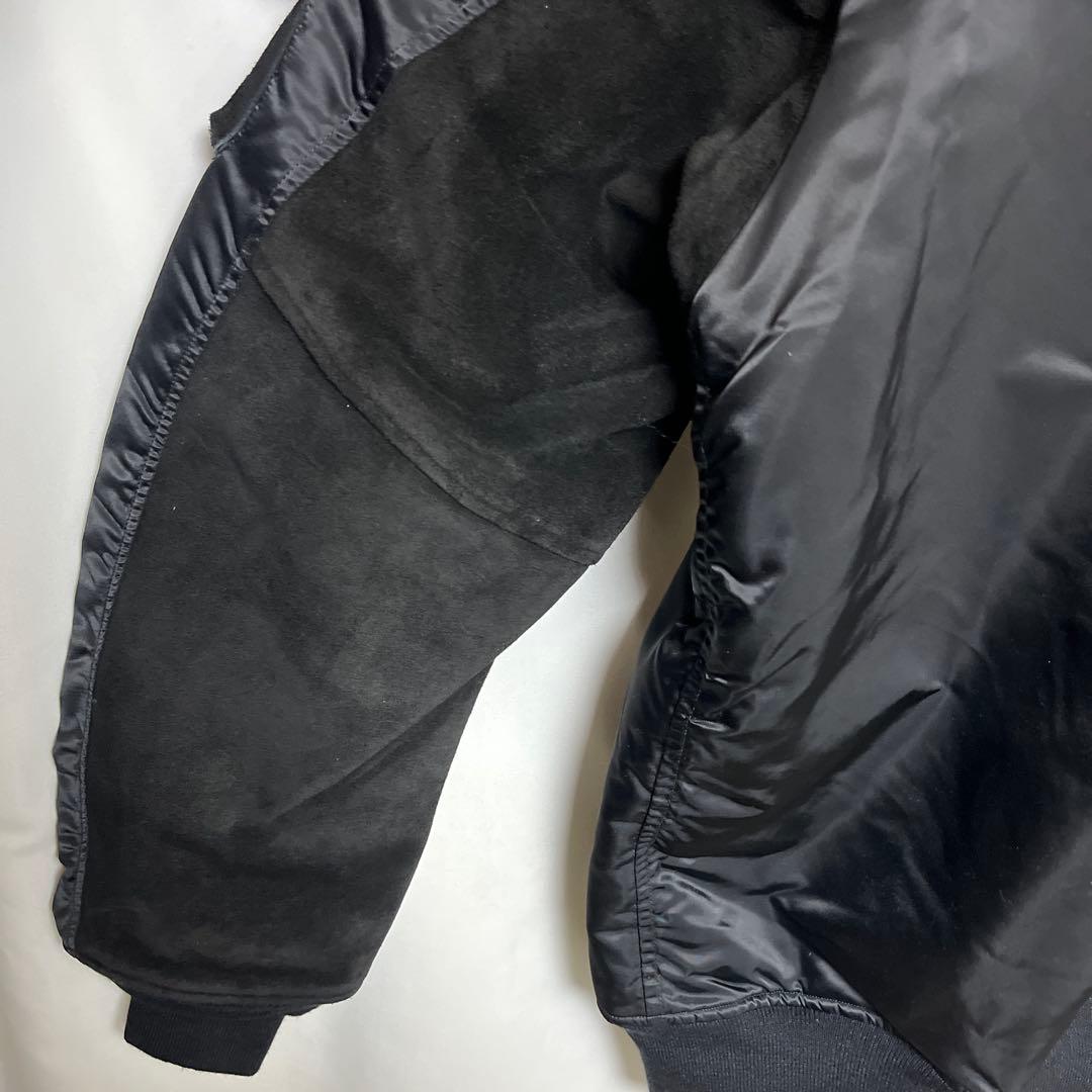 SEQUEL 袖レザー スウェード切替 MA-1 ジャケット 黒L シークエル