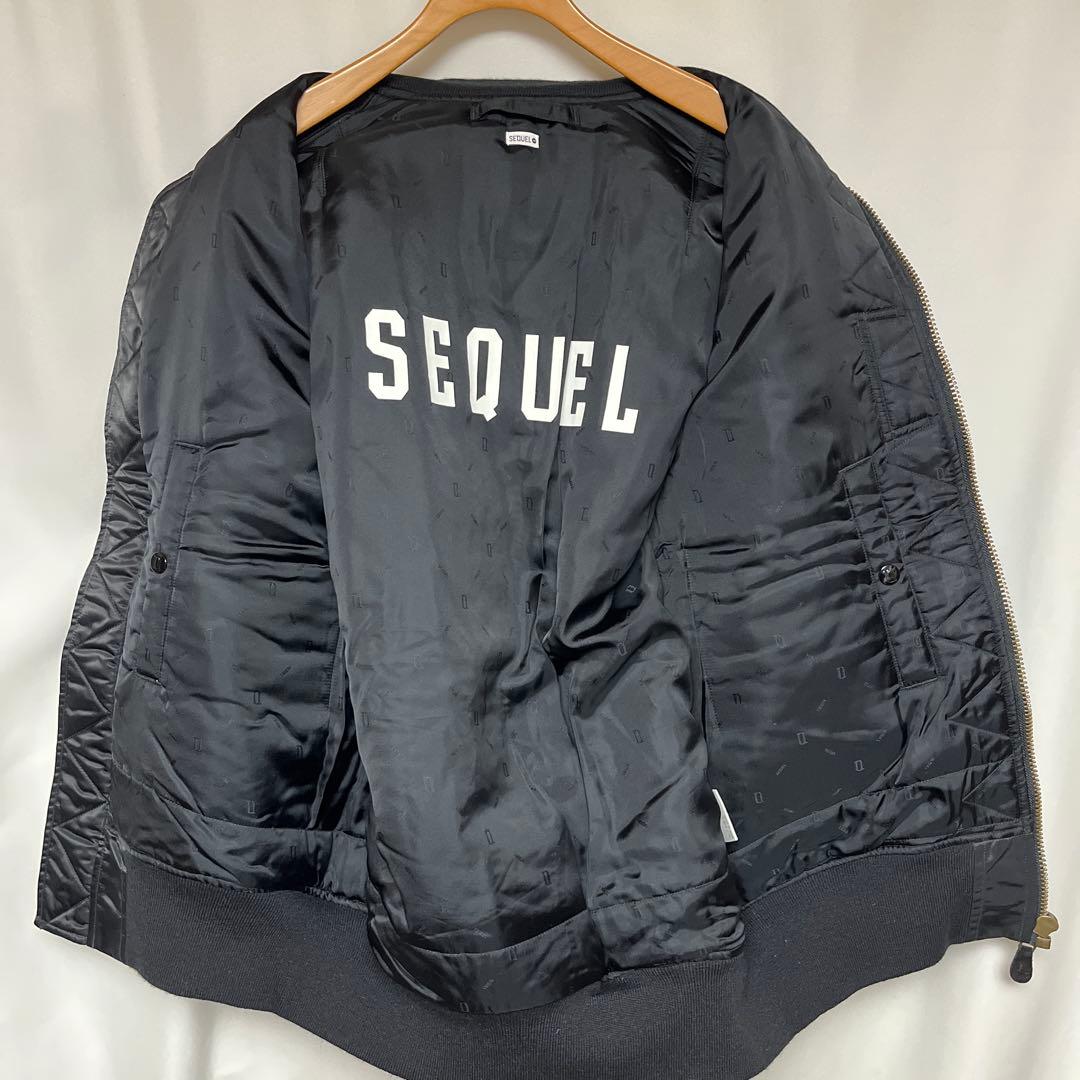 SEQUEL 袖レザー スウェード切替 MA-1 ジャケット 黒L シークエル