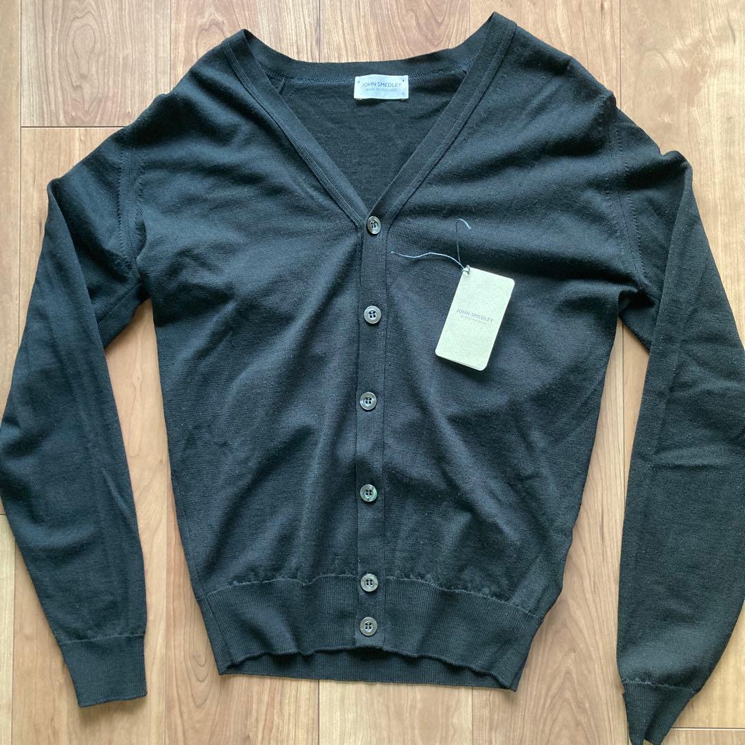 JOHN SMEDLEY ブラック Vネックカーディガン S