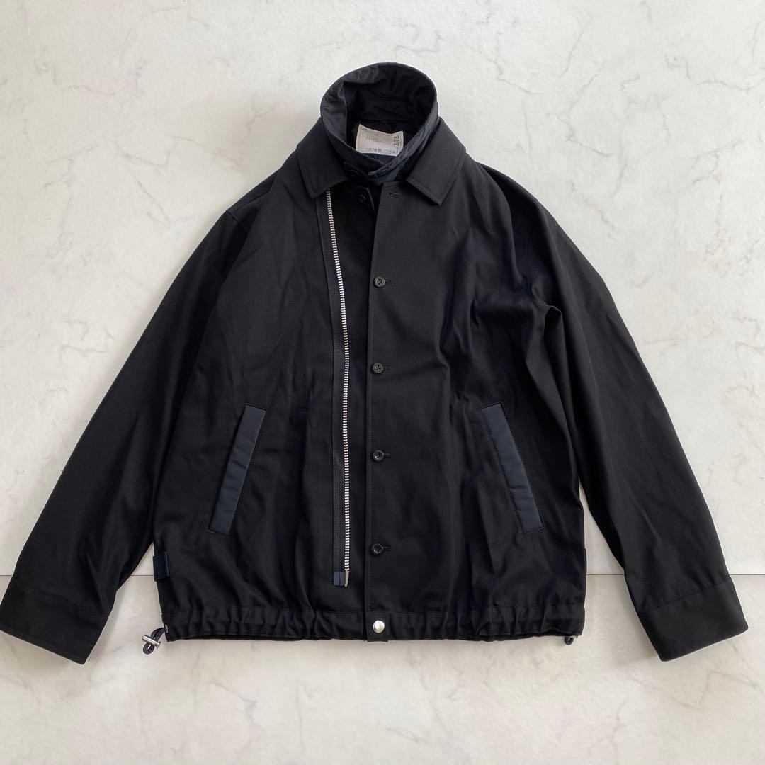美品★sacai サカイ 25SS コットンツイル ドッキングジャケット 黒 2