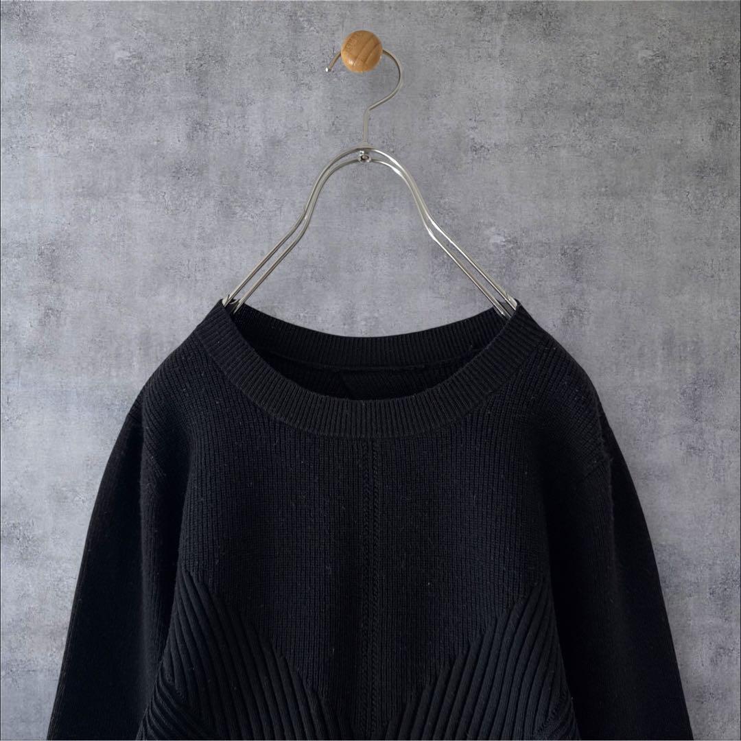 ※2点●美品◆アダムエロペ◆ フレアカフスパターンニットbk