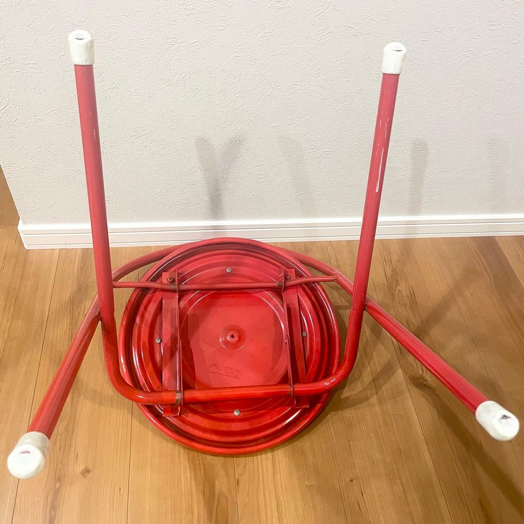 レトロポップ　パイプ椅子　チェア　赤色　折りたたみ