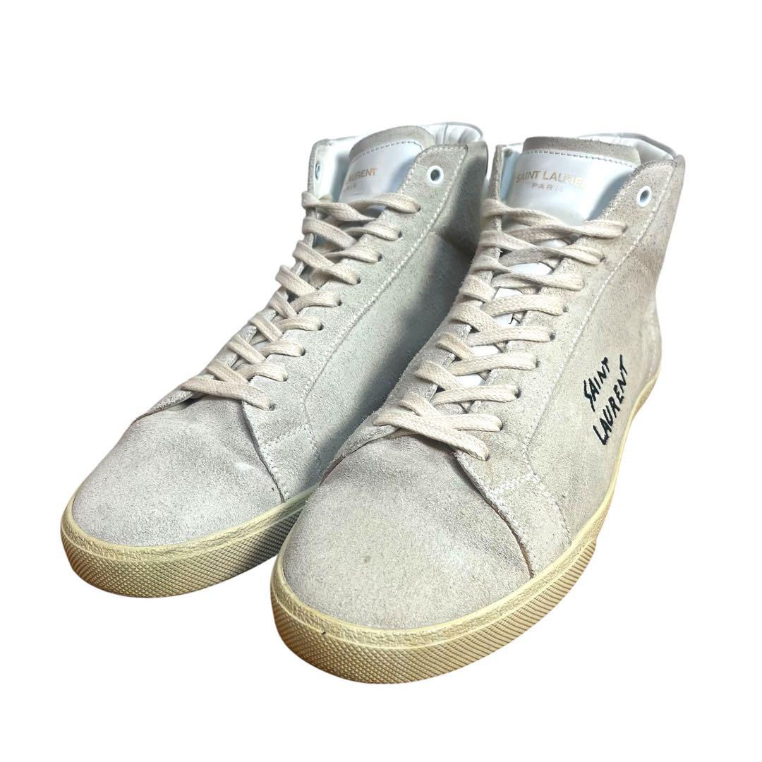 美中古　サンローラン　ロゴ刺繍スニーカー　エディースリマン　43 スエードレザー