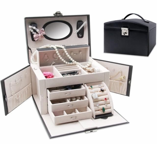 誕生日 大容量ジュエリーボックス ミラー付き アクセサリー