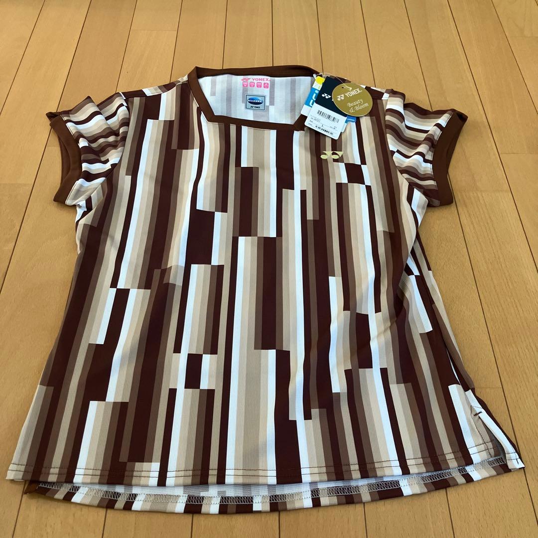 ヨネックス テニスウェア セットアップLブラウンストライプ