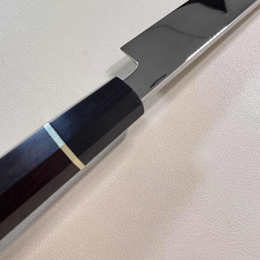 270mm柳刃包丁 鏡面　黒檀水牛八角柄 全鋼 和包丁'「鞘付き」