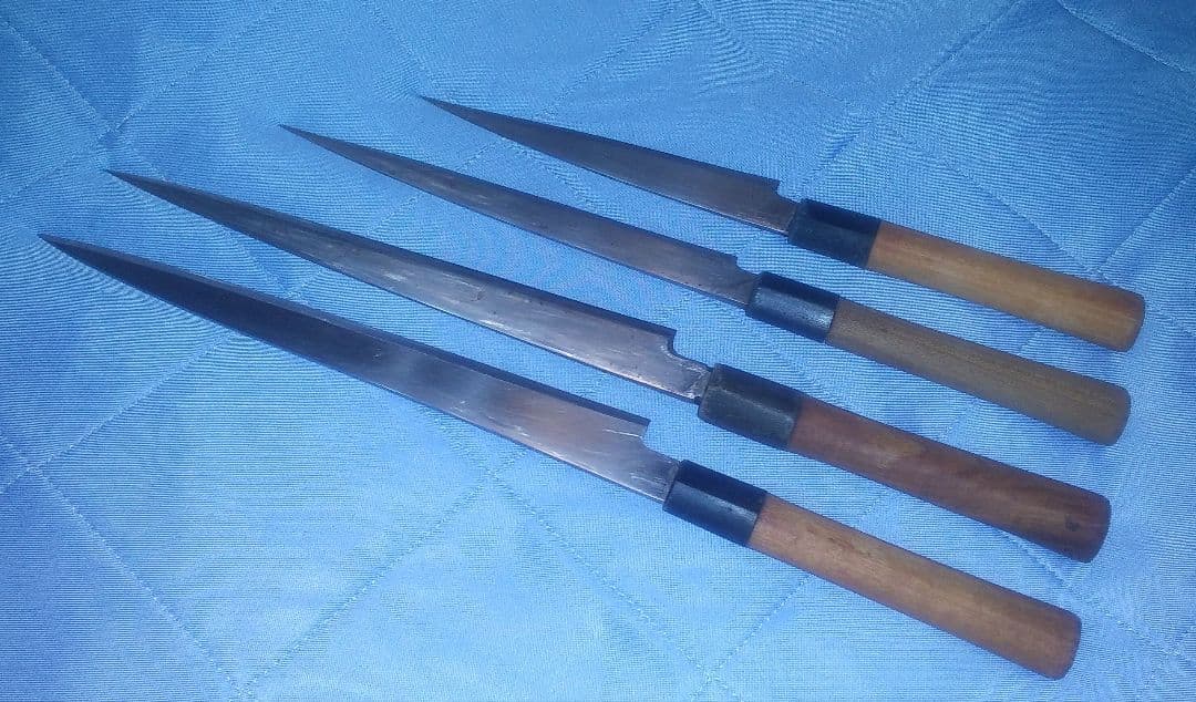 柳刃包丁 4本セット ステンレス製 メーカー不明　中古