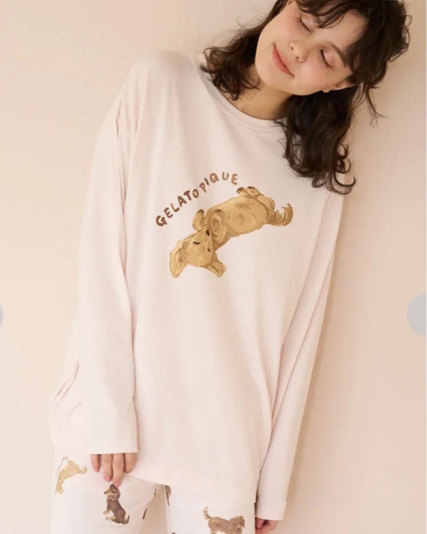 ジェラートピケ☆【ONLINE限定】DOGワンポイントロンＴ新品未使用タグ付き