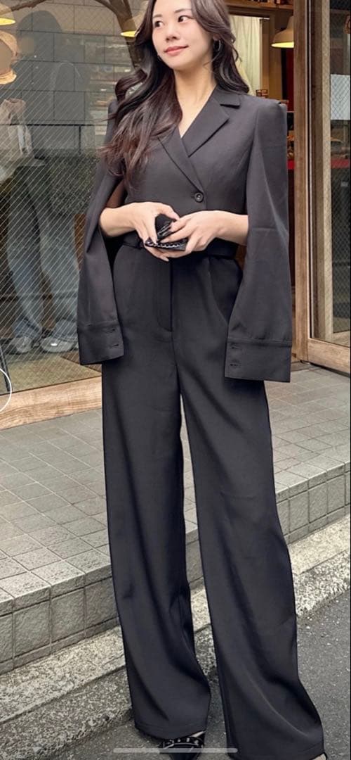 PARTY ベルト付きケープ風オールインワン