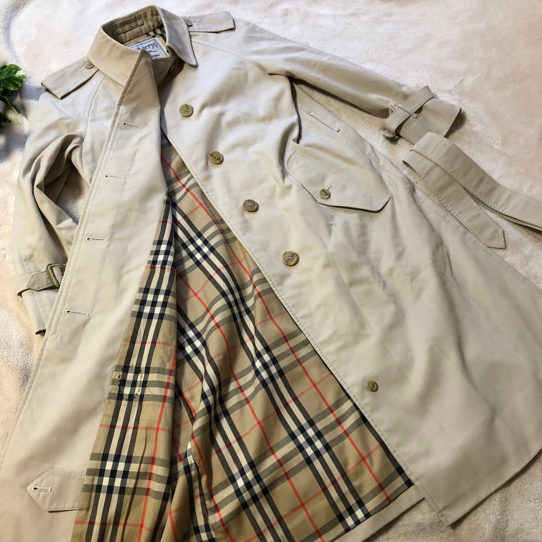 美品　バーバリー　ステンカラーコート　ノバチェック柄　ロング　ベージュ　本国製
