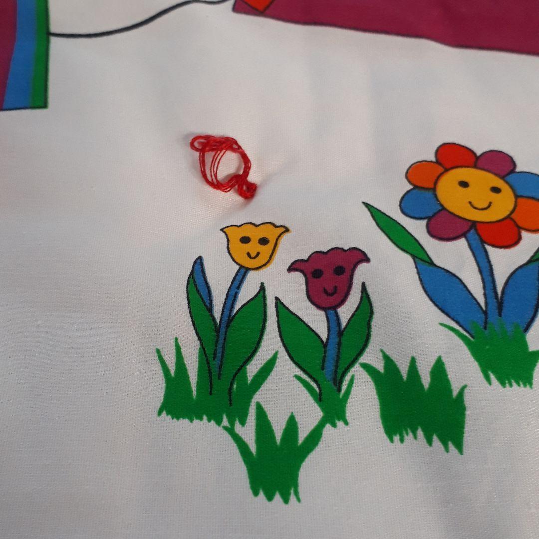 USA ヴィンテージ　カラフル　ベビーブランケット　動物柄　ファブリック　未使用