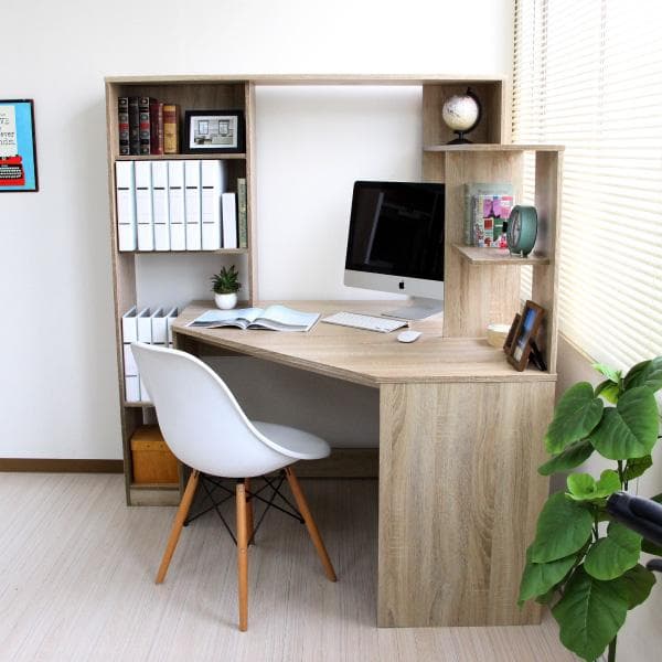 《新品・送料無料》パソコンデスク L字型 コーナー デスク 机 オーク