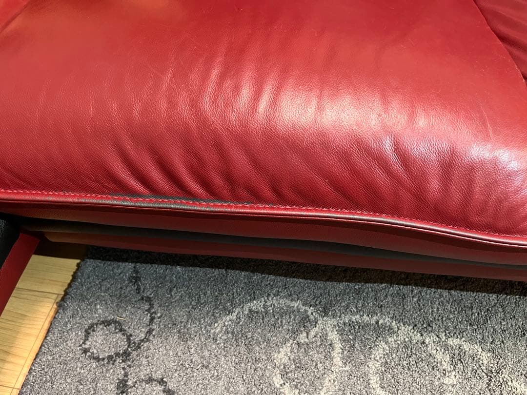 ●期間限定●赤いレザーコーナーソファ