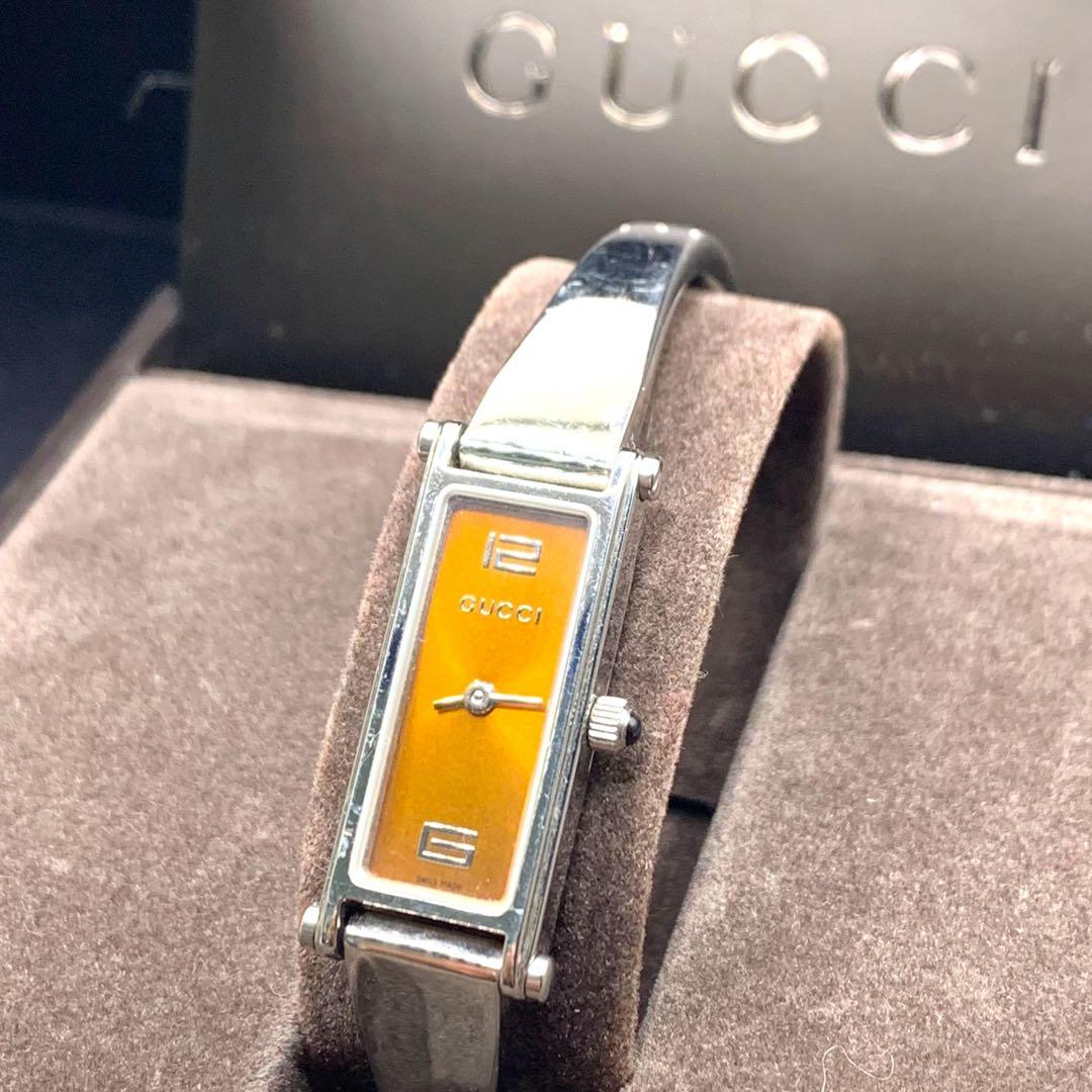 箱付き　GUCCI 1500L バングルウォッチ オレンジ文字盤　グッチ