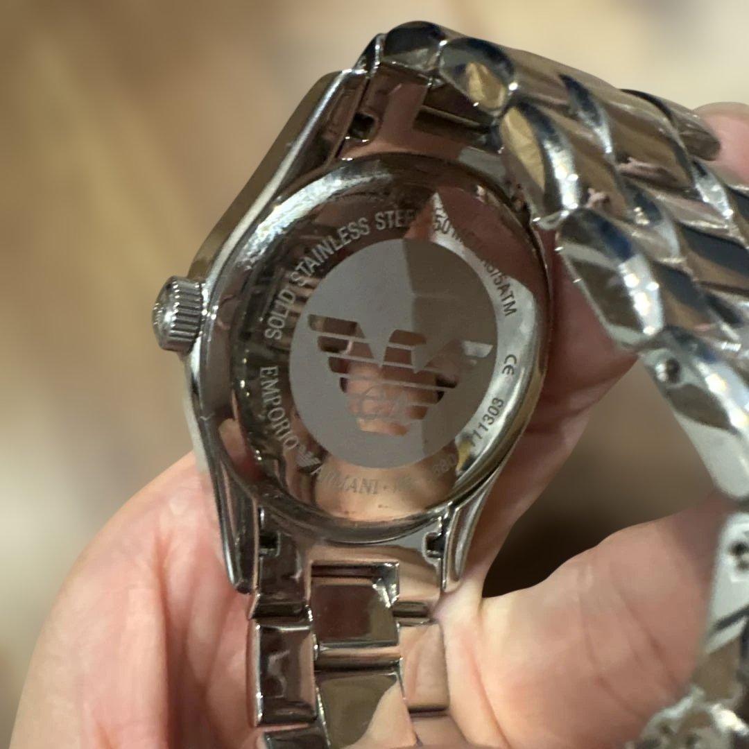 【美品】EMPORIO ARMANI クォーツ時計 シルバー ブラック