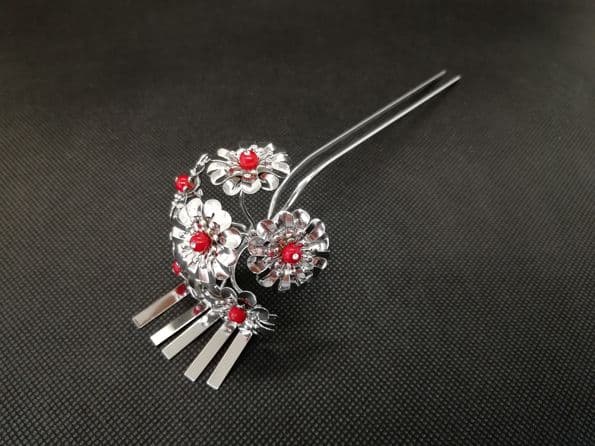 花かんざし サンゴ風 ビラビラ簪 振袖 成人式 着物 髪飾り 日本髪