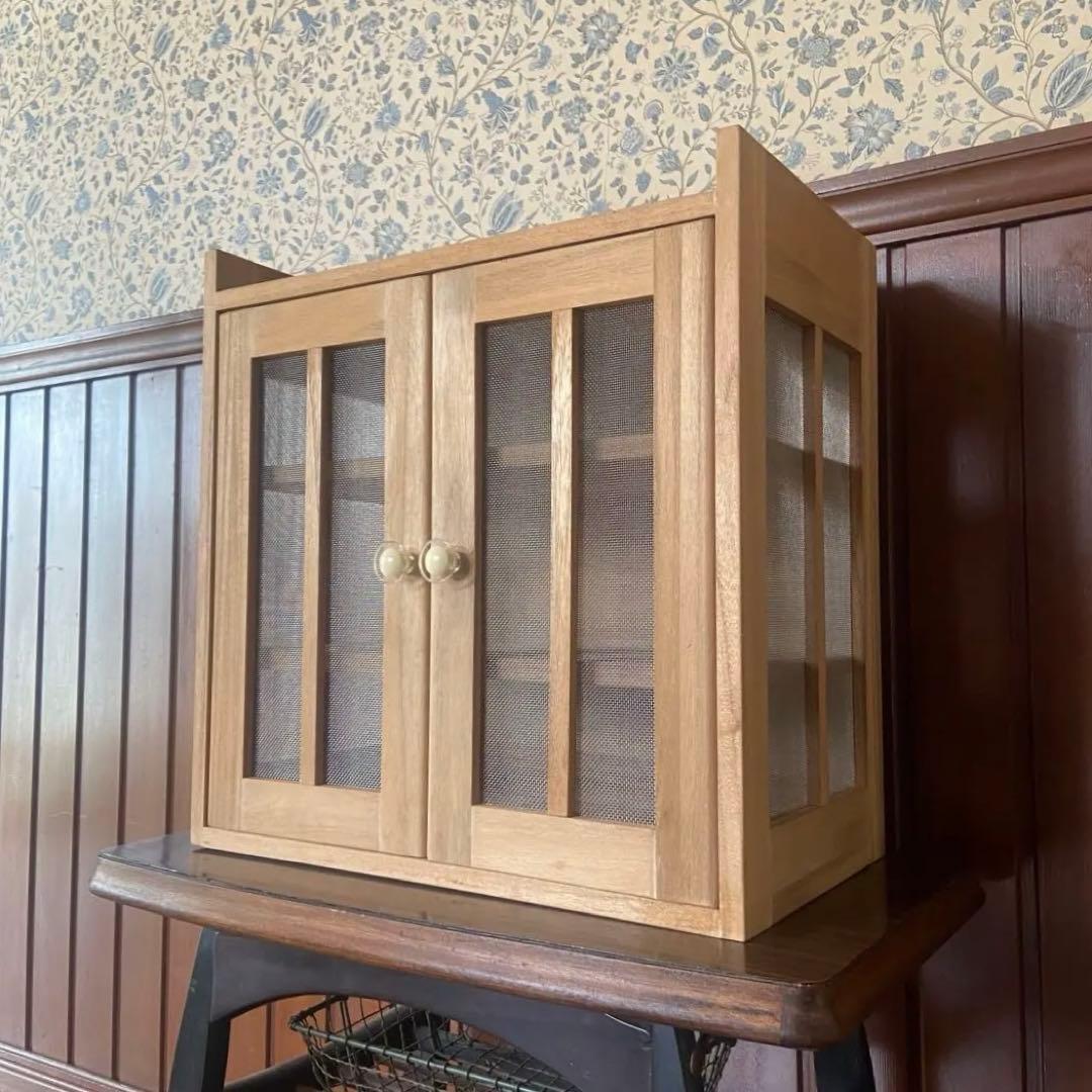 昭和レトロ　蝿帳　保管棚　小物棚　桐製　天然木　ナチュラルな生活　美品