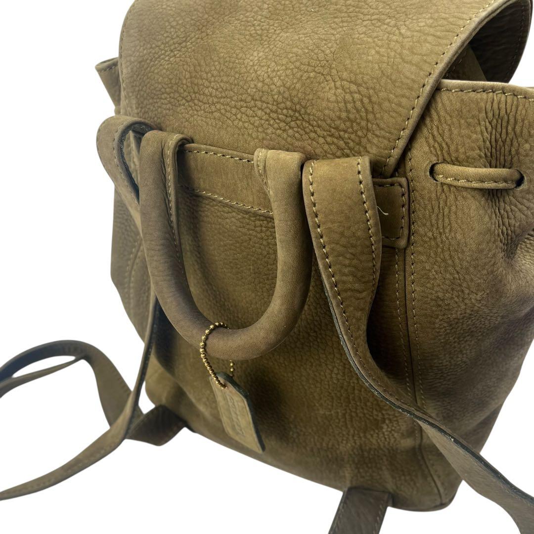 美品✨ COACH コーチ ヌバック リュック カーキ フラップ ハンドル