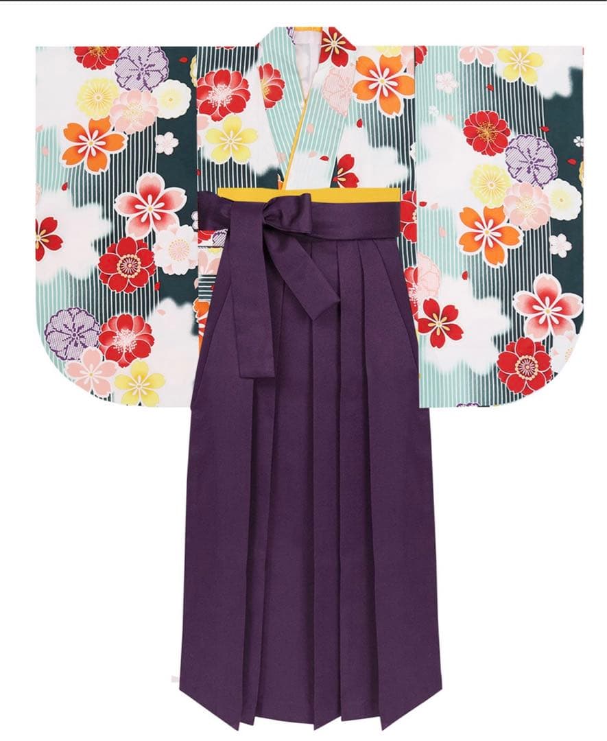 袴4点セット 簡易袴 150 髪飾りブーツ付き