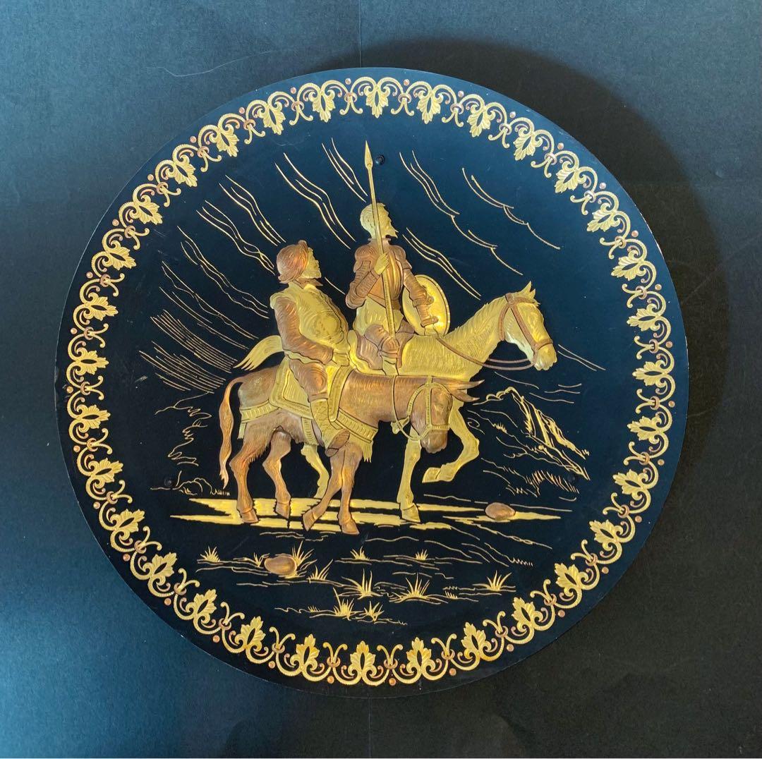 希少スペイン トレド ダマスキナード プレート 皿 金銀象嵌立体直径19.8cm