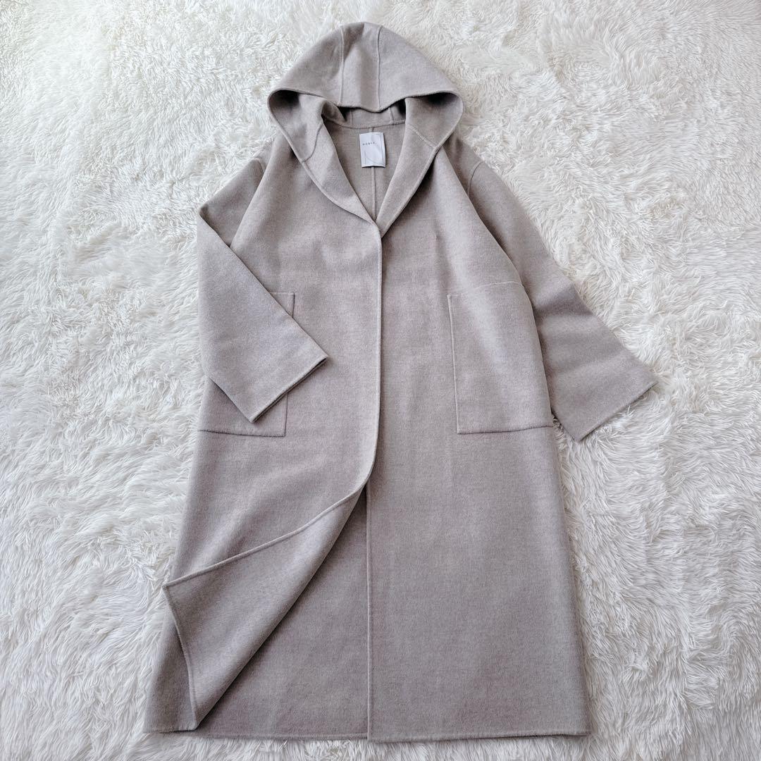 完売品✨美品✨NOBLEノーブルSuper160sリバーフーディーコート 36