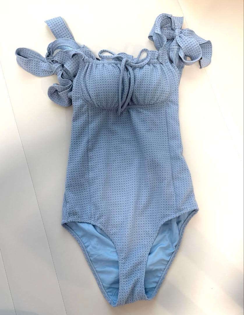 ショルダーリボンスウィムウェア　ブルー