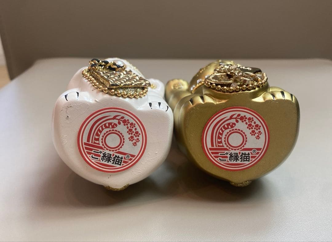 最終価格‼️☆ご縁猫☆招き猫 置物 ゴールド＆ホワイト
