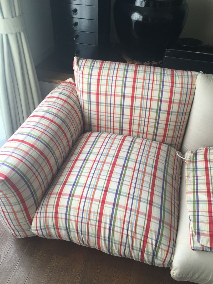 arflexマレンコ　チェック柄 1人掛けソファカバー