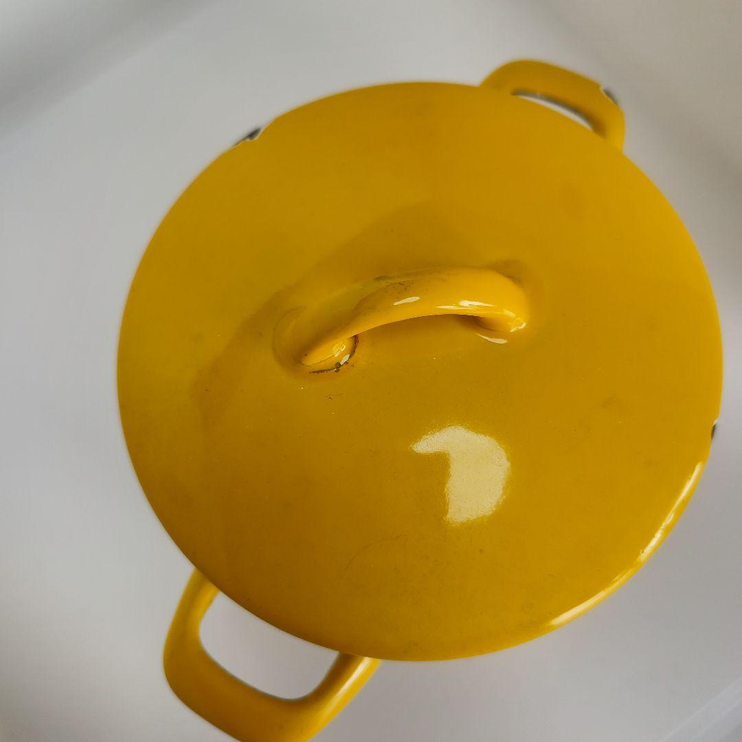 フィネル　ホーロー　ポット　アンティーク 花柄 鍋　Finel 北欧　黄色