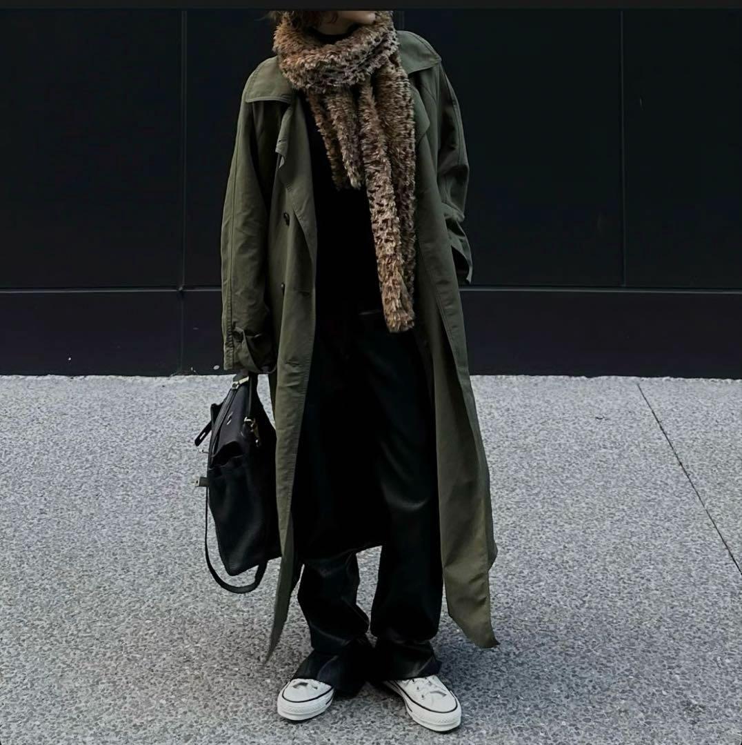 【 ok.soon トレンチコート 】　モスグリーン　丈長め