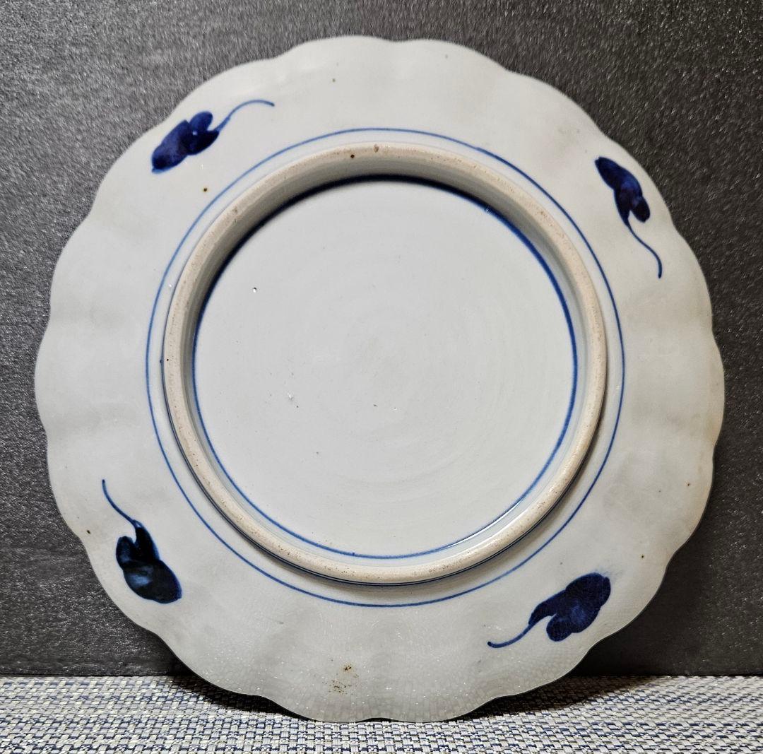 【最上作品❗️】幕末～明治　古伊万里　金襴手　鉢花の図　18輪花縁　鎬造　染錦皿